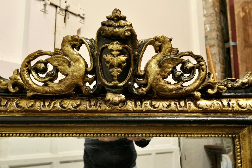 French Napoleon III Gilt Wall Mirror, Dragon Crest  View III