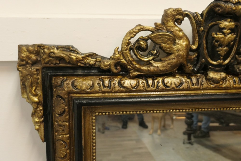 French Napoleon III Gilt Wall Mirror, Dragon Crest  View IV