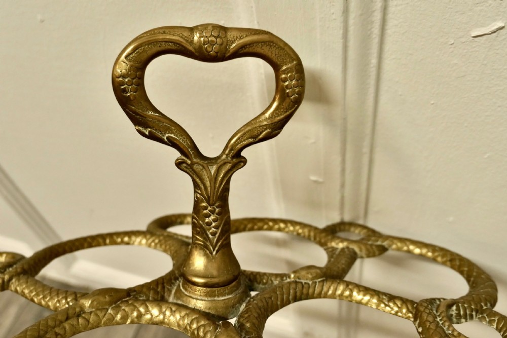 Entwined Snake Cast Iron Brass Walking Stick Stand  View VIII