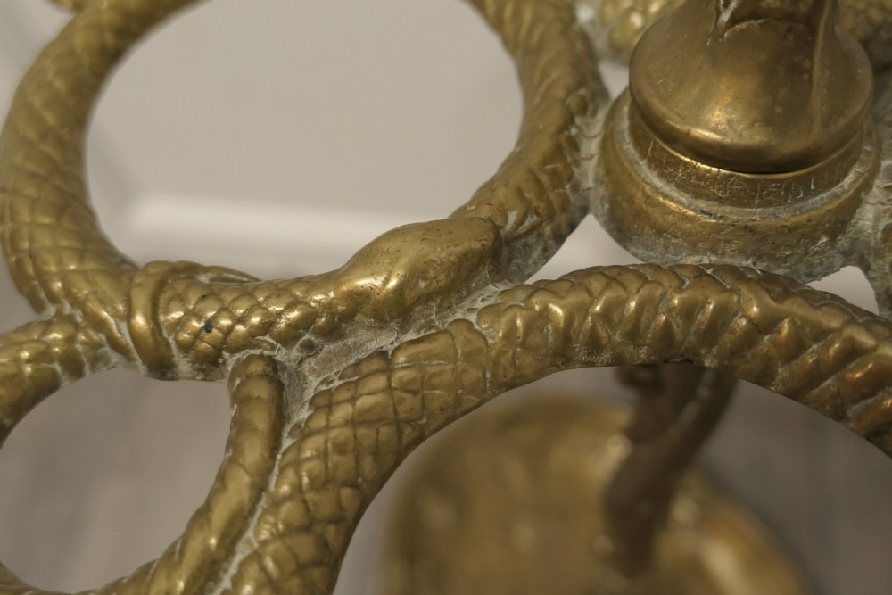 Entwined Snake Cast Iron Brass Walking Stick Stand  View IX