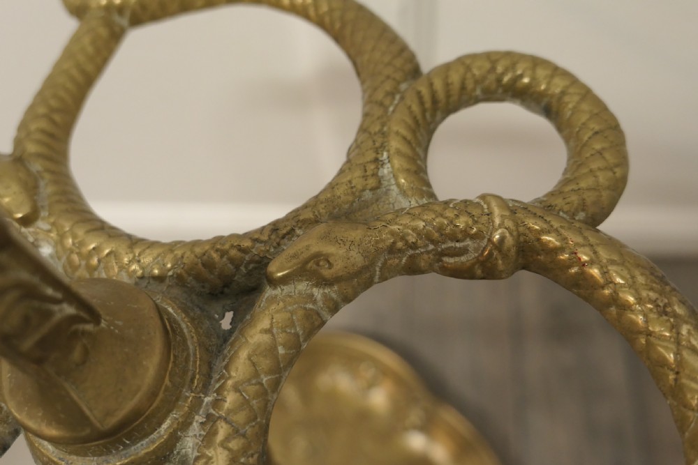 Entwined Snake Cast Iron Brass Walking Stick Stand  View X