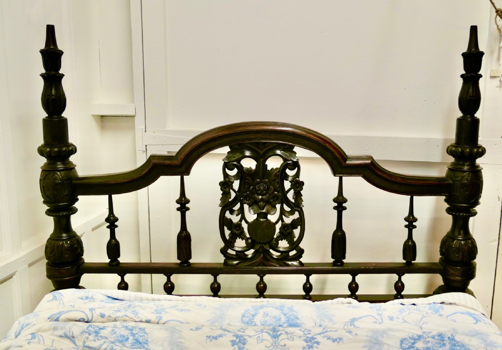 Colonial Raj Double Bed, Anglo Indian Carved Double Bed View V