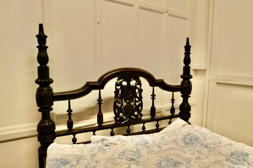 Colonial Raj Double Bed, Anglo Indian Carved Double Bed View X