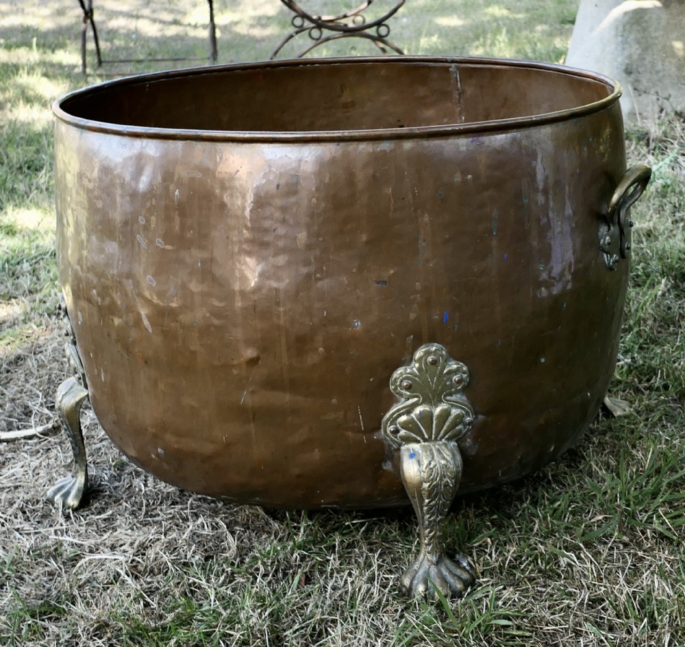 Large 19th Century Arts and Crafts Copper Log Bin or Planter