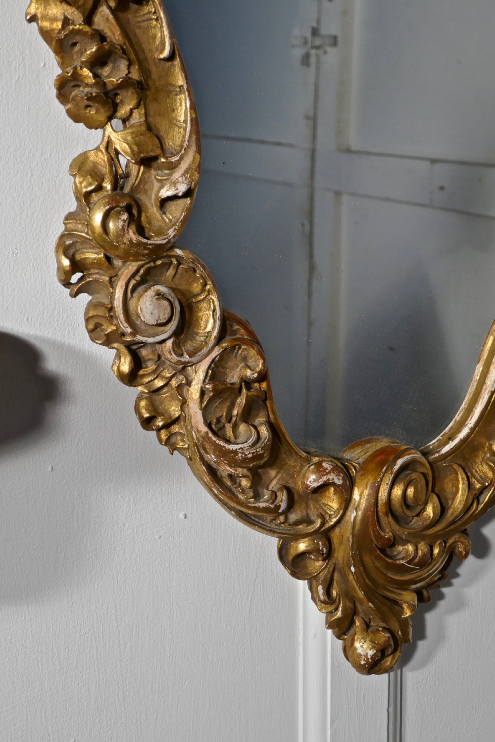 Large 19th Century French Rococo Gilt Console Mirror and Wall Brackets Set View II