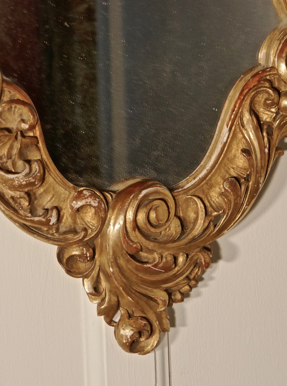 Large 19th Century French Rococo Gilt Console Mirror and Wall Brackets Set View VI