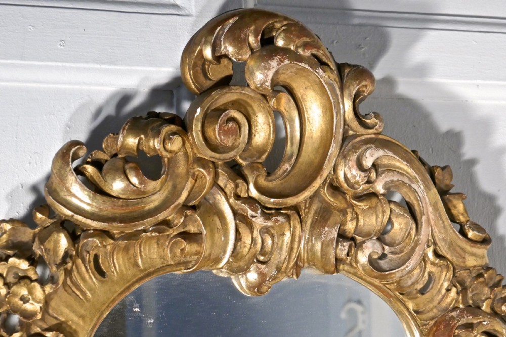 Large 19th Century French Rococo Gilt Console Mirror and Wall Brackets Set View VIII