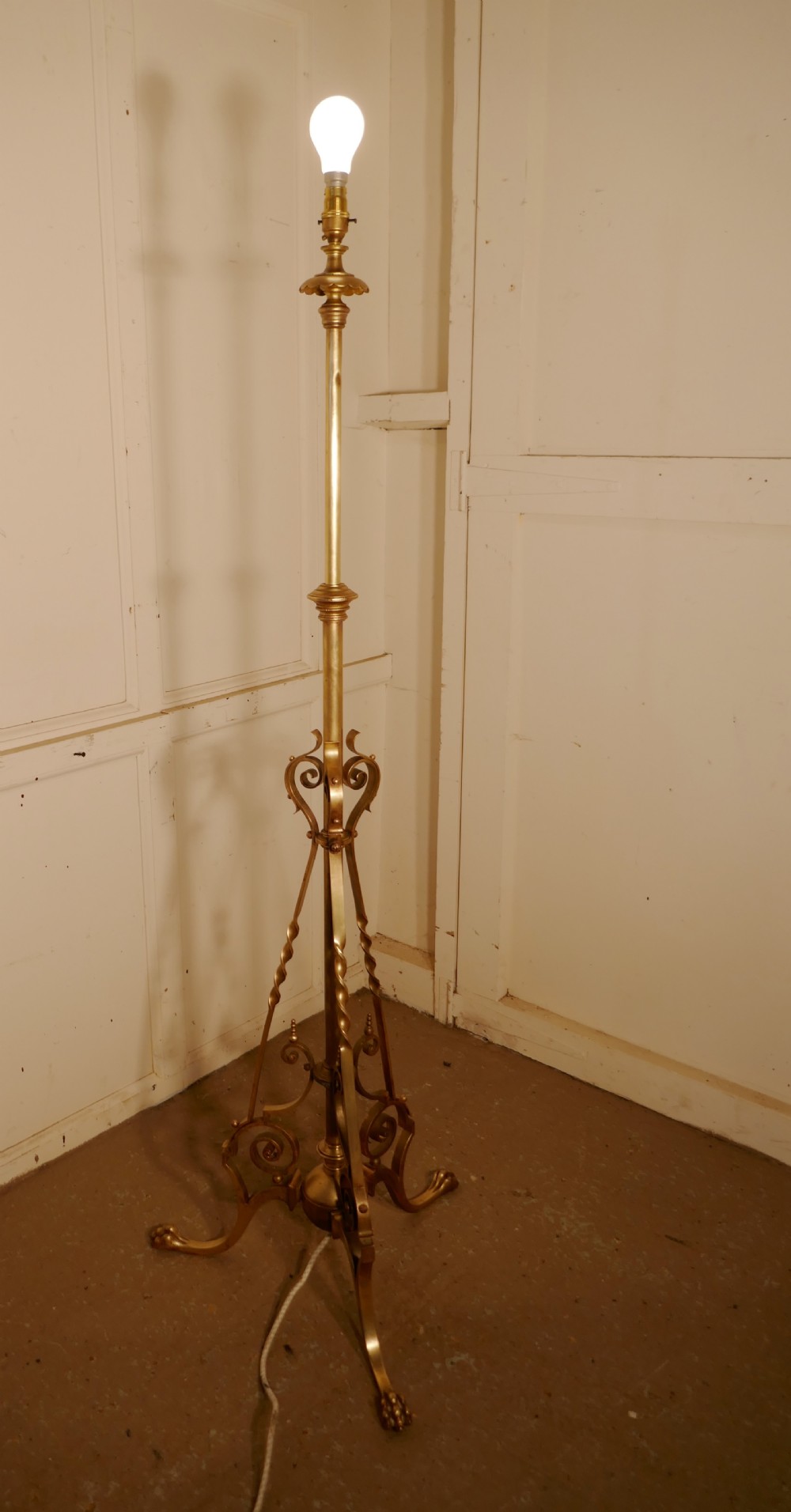 French Brass Adjustable Floor Lamp Rococo Standard Lamp