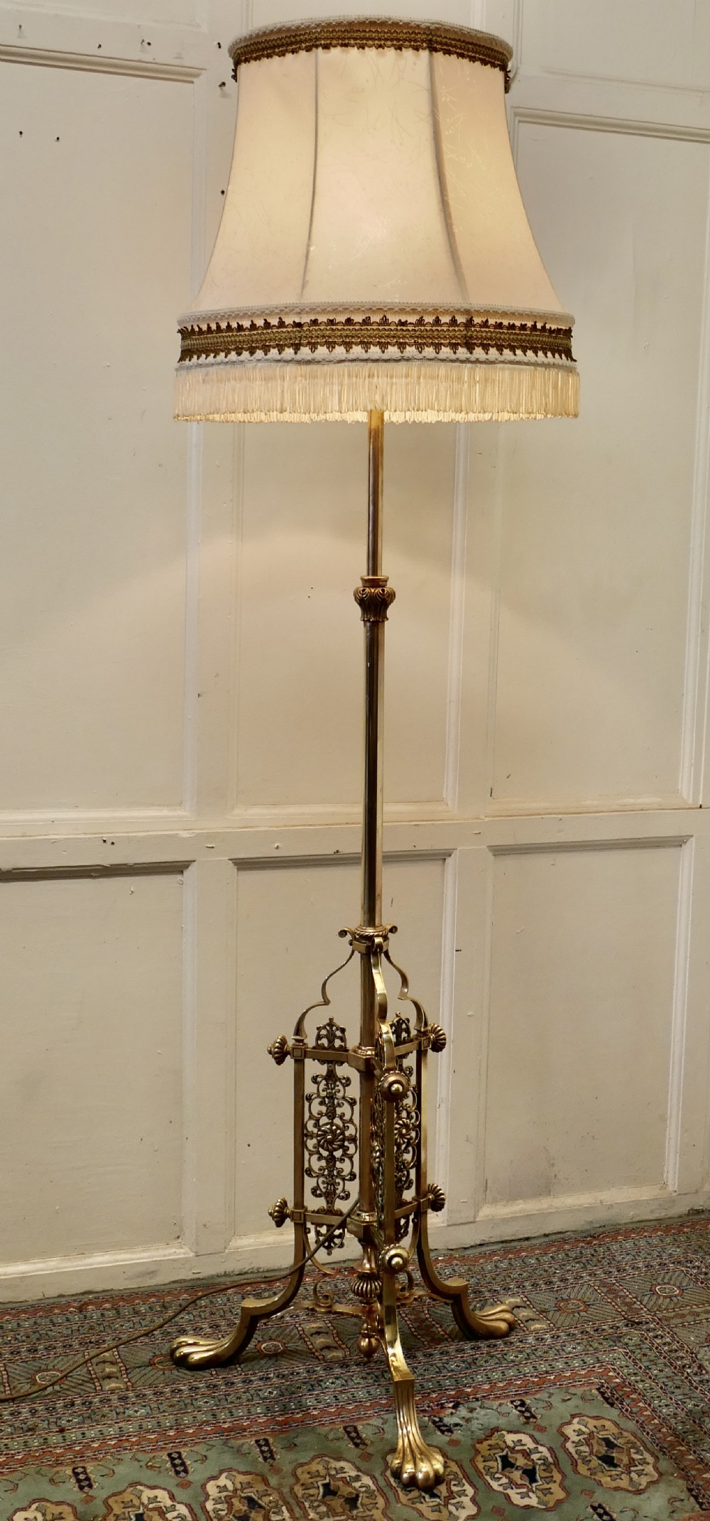 Superb French Brass Art Nouveau Telescopic Standard Lamp