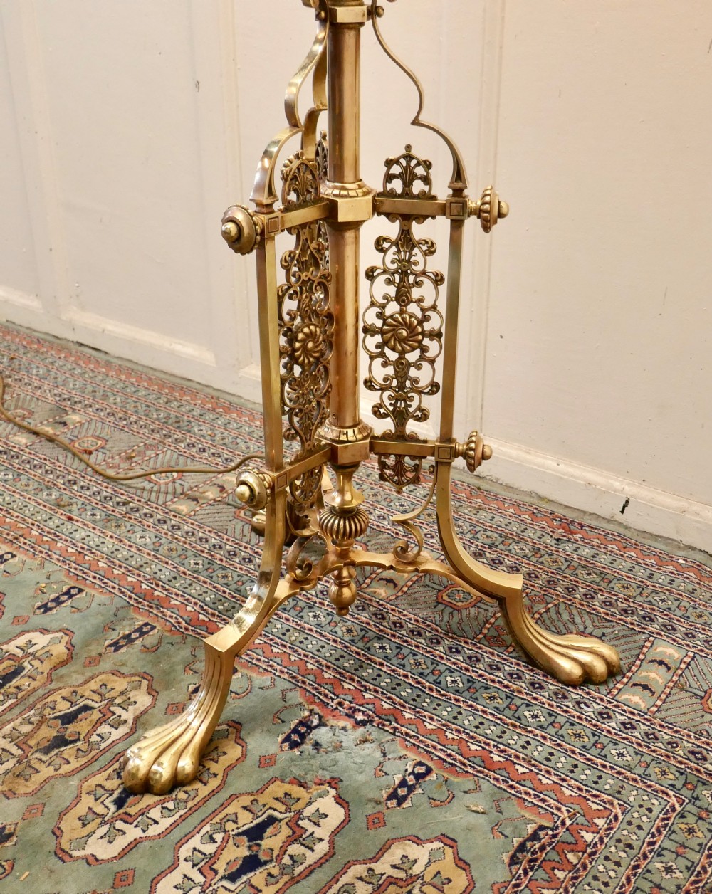 Superb French Brass Art Nouveau Telescopic Standard Lamp View IV