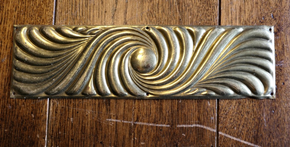 A Large Set of 5 Art Deco Brass Door-furniture Finger Plates  View III