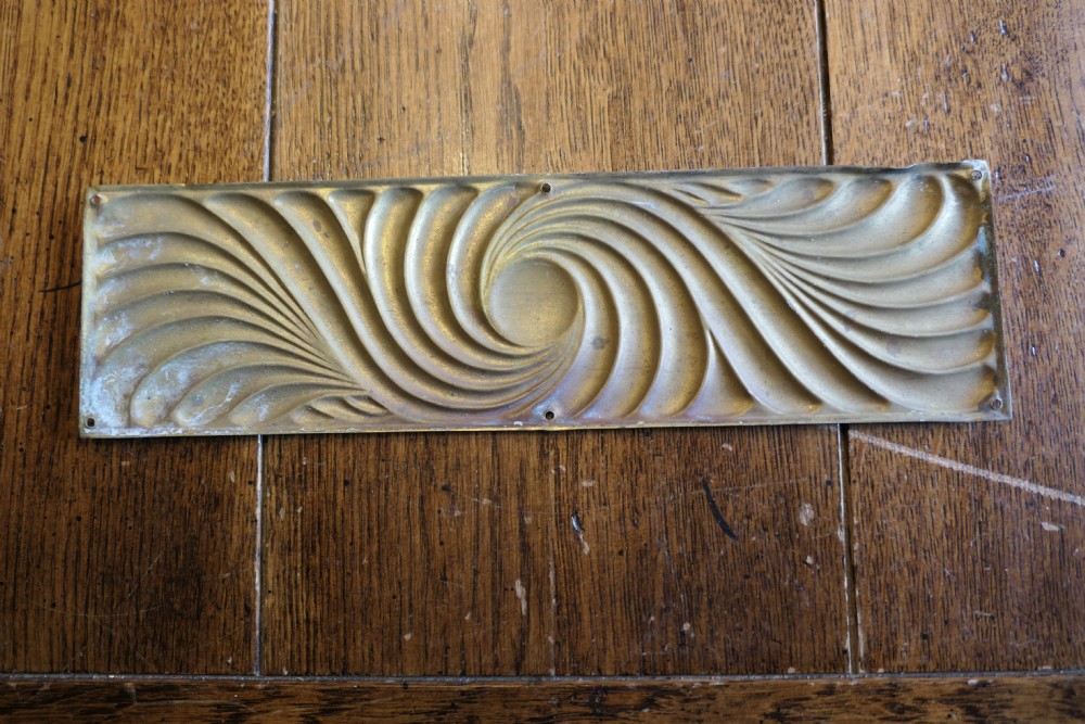 A Large Set of 5 Art Deco Brass Door-furniture Finger Plates  View IV