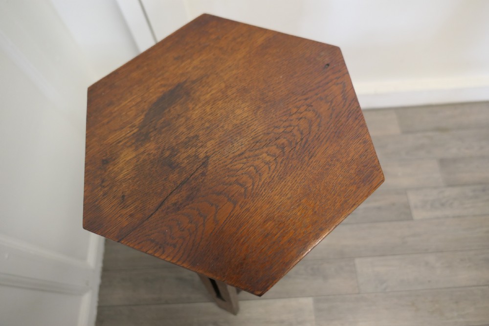 Arts and Crafts Golden Oak Octagonal Plant Stand   View IV