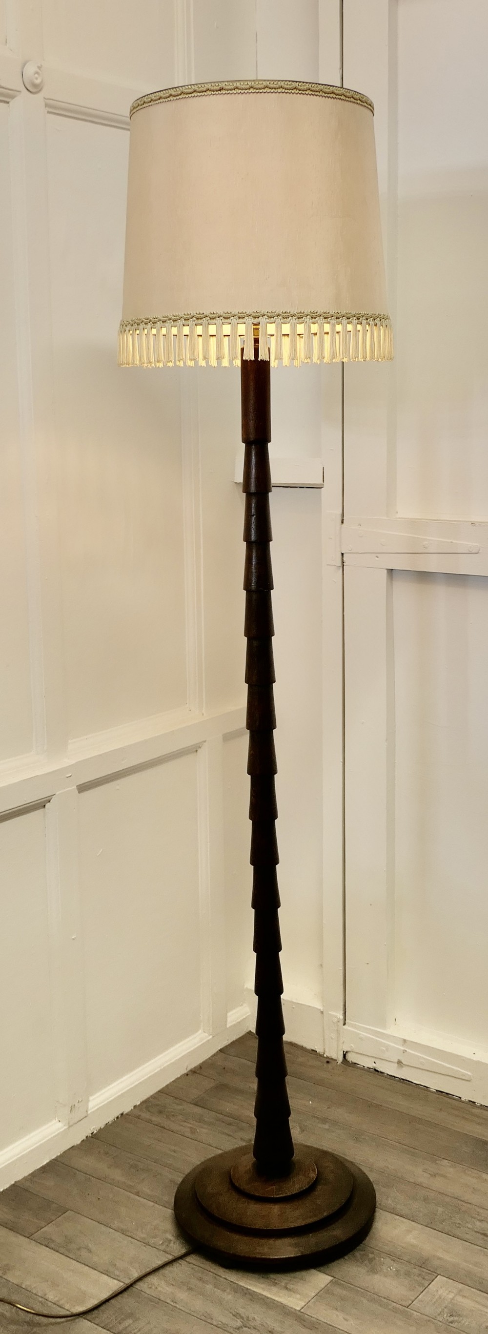 Art Deco Odeon Style Oak Standard or Floor Lamp 