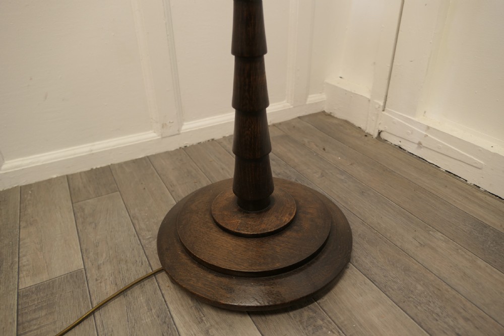 Art Deco Odeon Style Oak Standard or Floor Lamp  View V