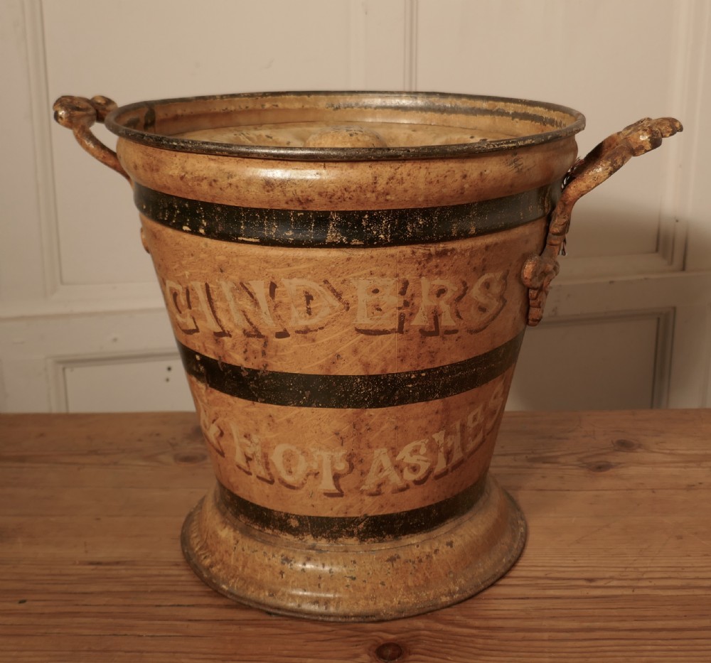 Victorian Painted Tin Ash Can or Cinder Bucket View VI