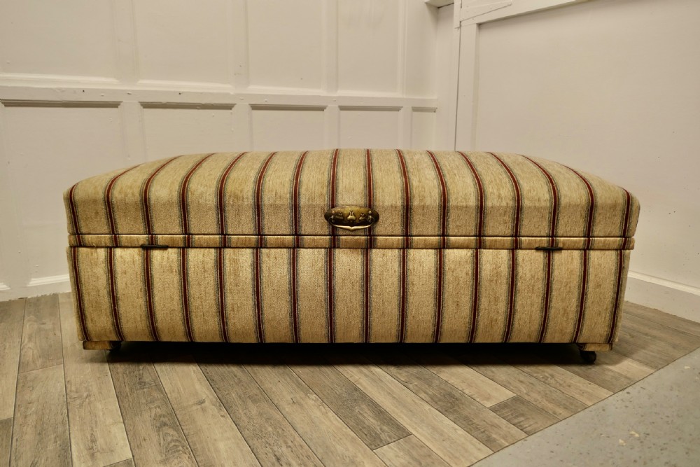 A Large Upholstered Double Ottoman or Window Seat 