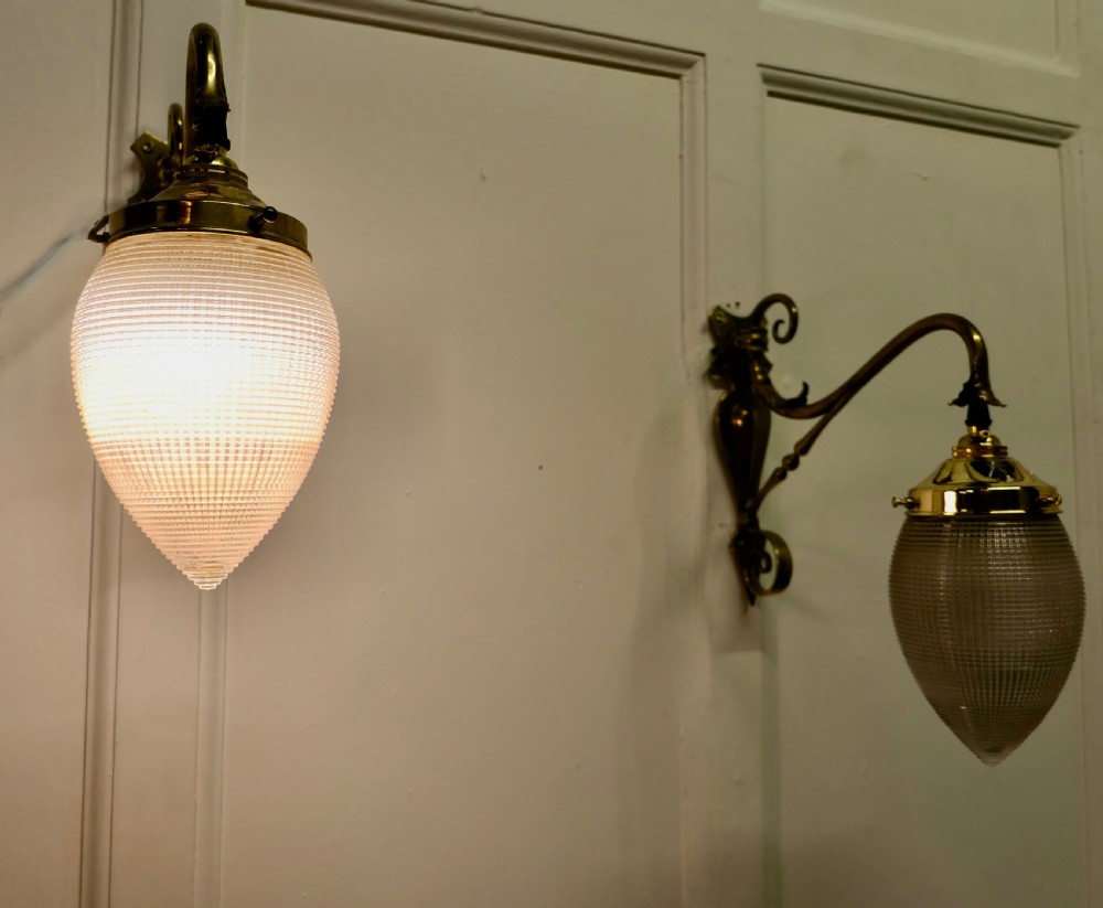 A Pair of Victorian Arts and Crafts Brass Swan Neck Wall Lights,   View II