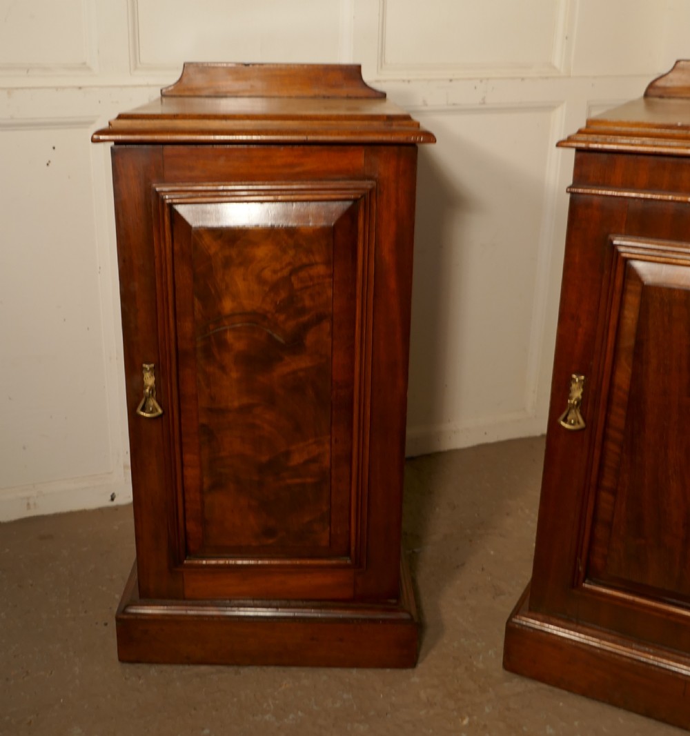 A Near Pair of Victorian Walnut Bedside Cupboards View II