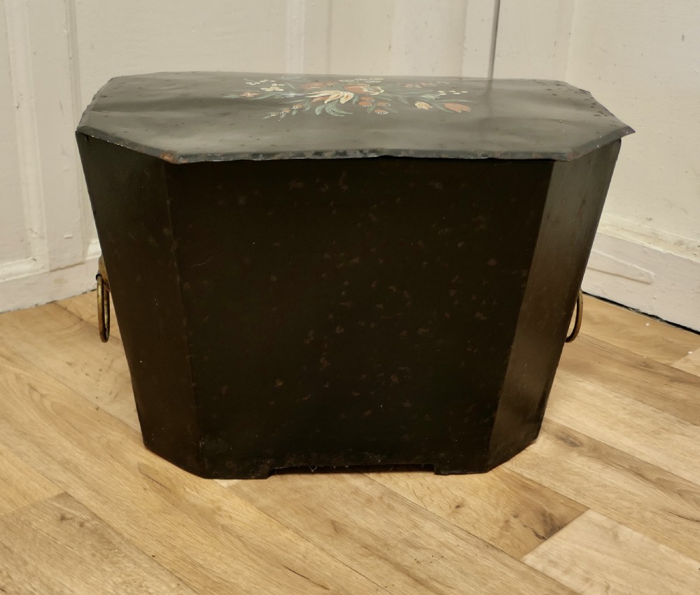 19th C Folk Art Barge Wear, Toleware Log Box