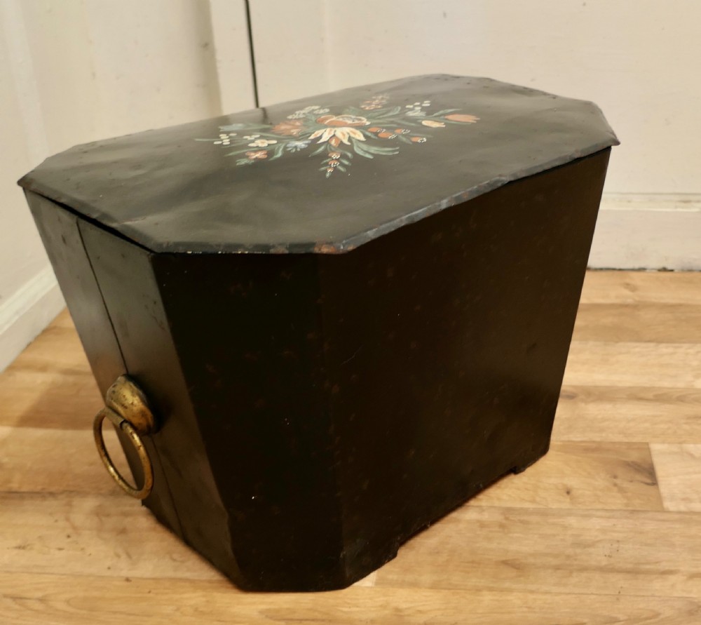 19th C Folk Art Barge Wear, Toleware Log Box View II