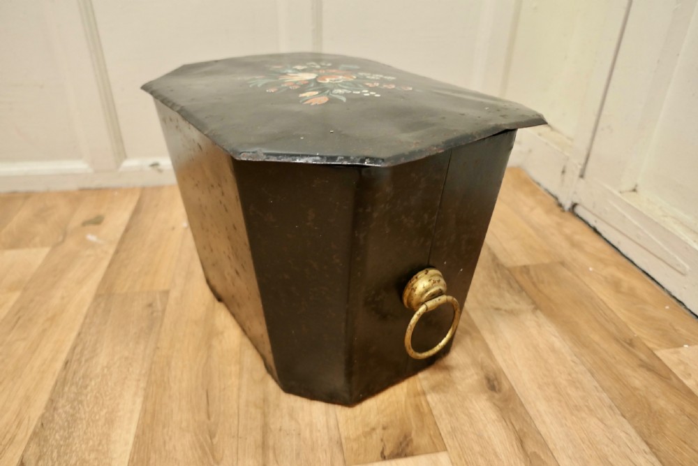 19th C Folk Art Barge Wear, Toleware Log Box View IV