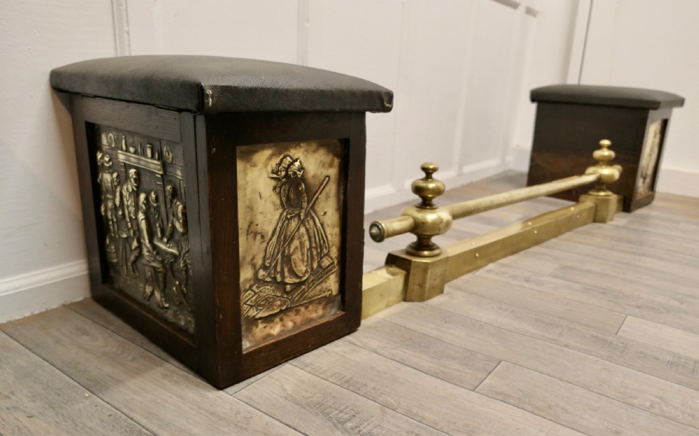 Adjustable Oak and Brass Country House Club Fender  View III