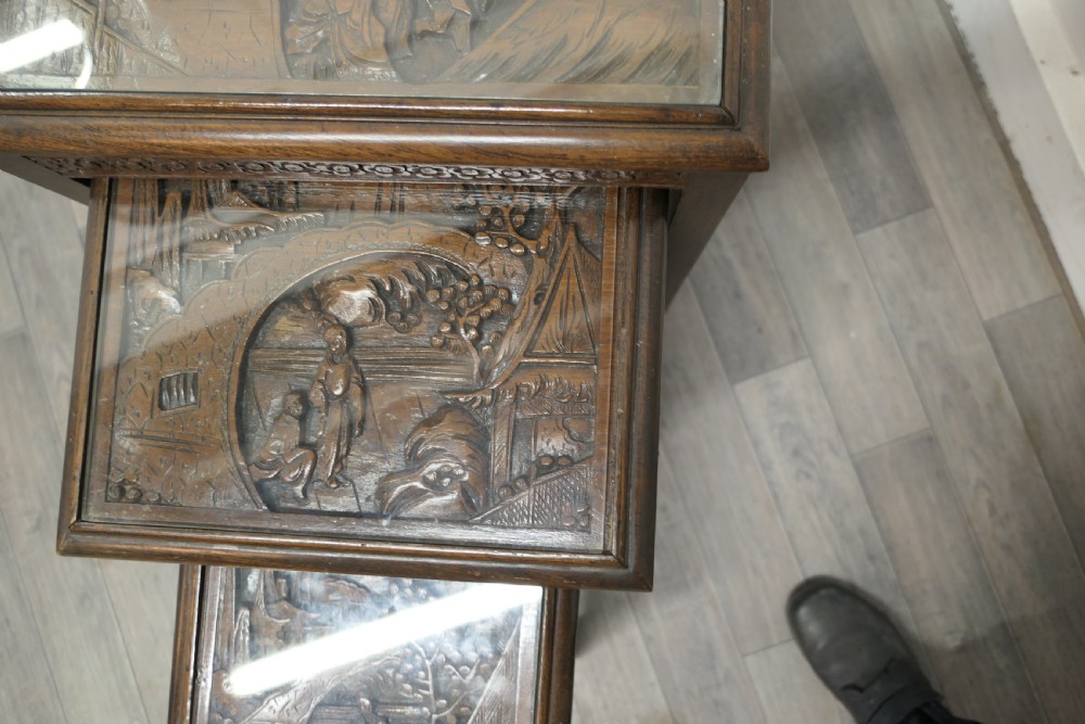 Carved Oriental Nest of Four Tables View VII