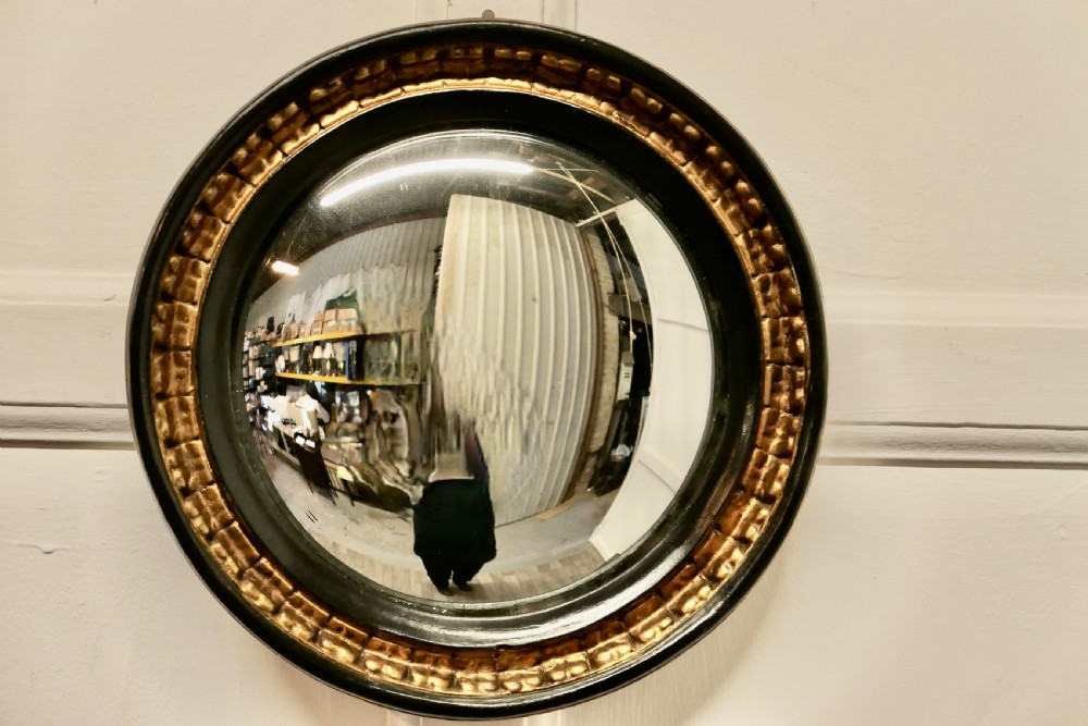Gilt and Lacquer French Convex Wall Mirror  View III