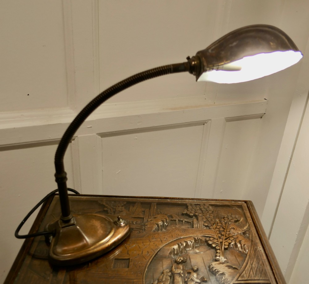 A Traditional Copper Banker’s Desk Lamp View V