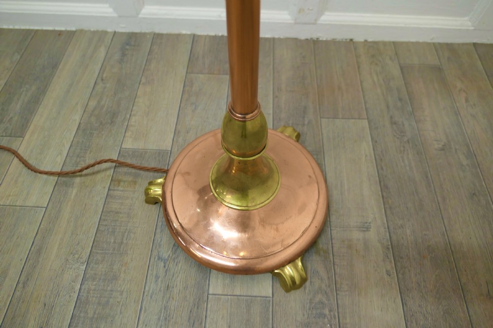 Superb Copper Arts and Crafts Column Floor Lamp  View V