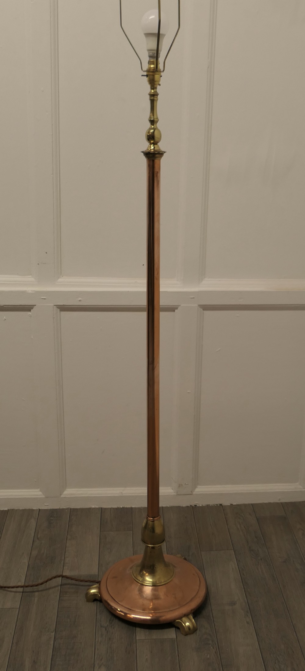 Superb Copper Arts and Crafts Column Floor Lamp 