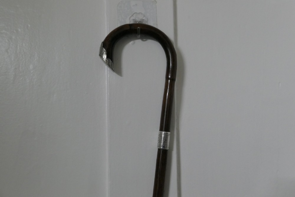 Good Bamboo Walking Stick With Silver Hall Marked Collar & Handle. View II