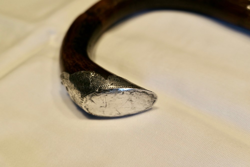 Good Bamboo Walking Stick With Silver Hall Marked Collar & Handle. View VII