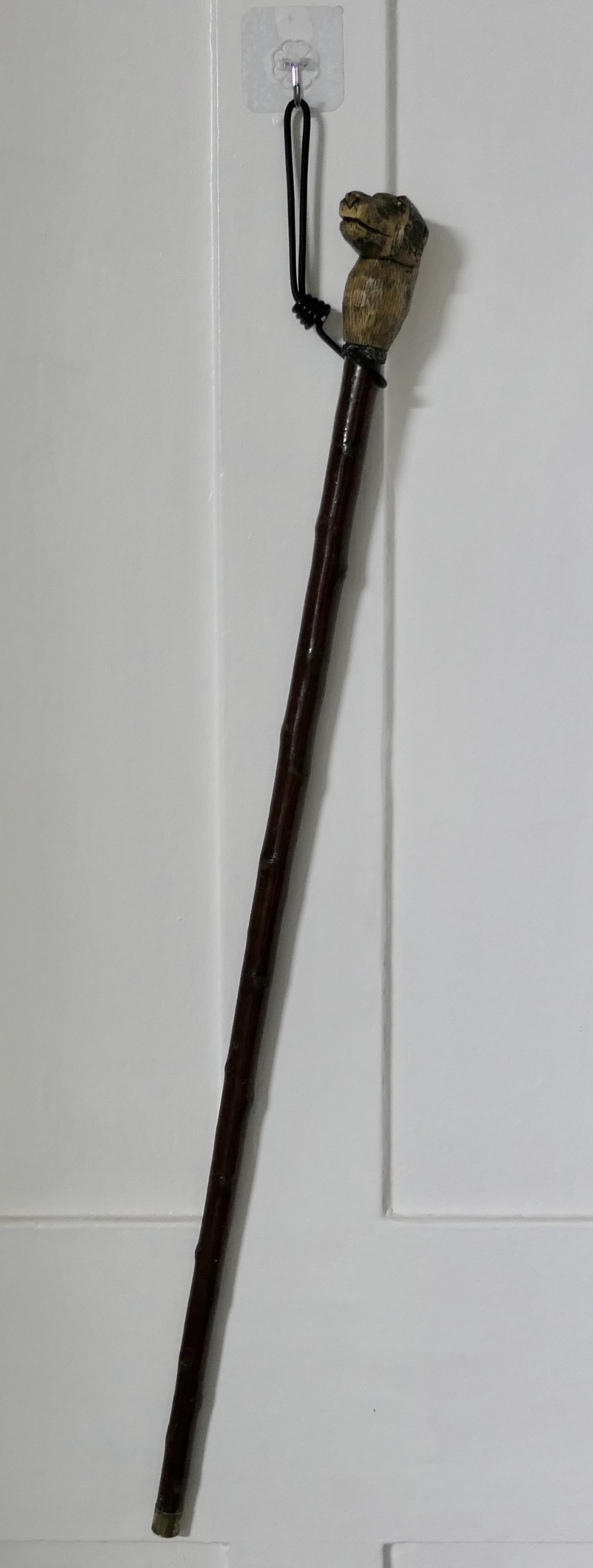 Folk Art Carved Dog Head Walking Stick