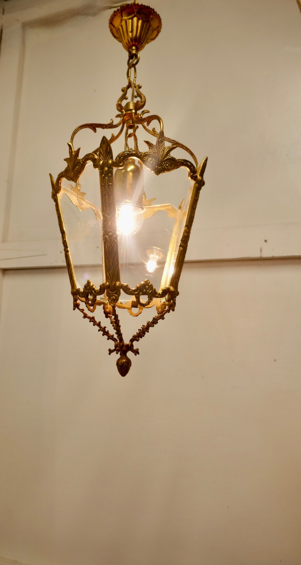  French Rococo Style Gilt Brass Lantern Pendant Light