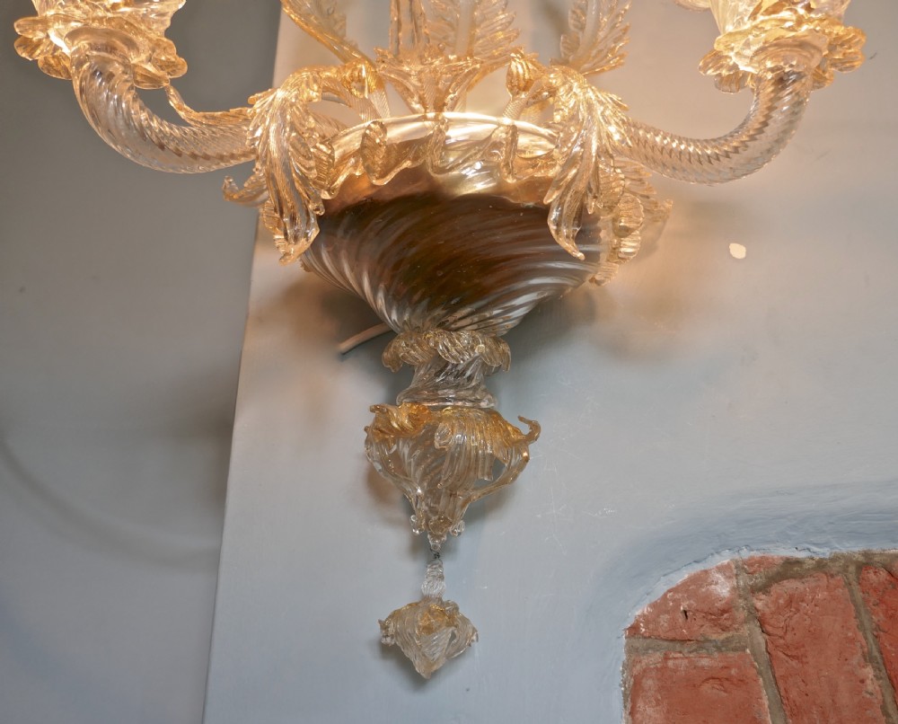 Pair of Superb Venetian Glass and Gilt Chandelier Wall Lights View V