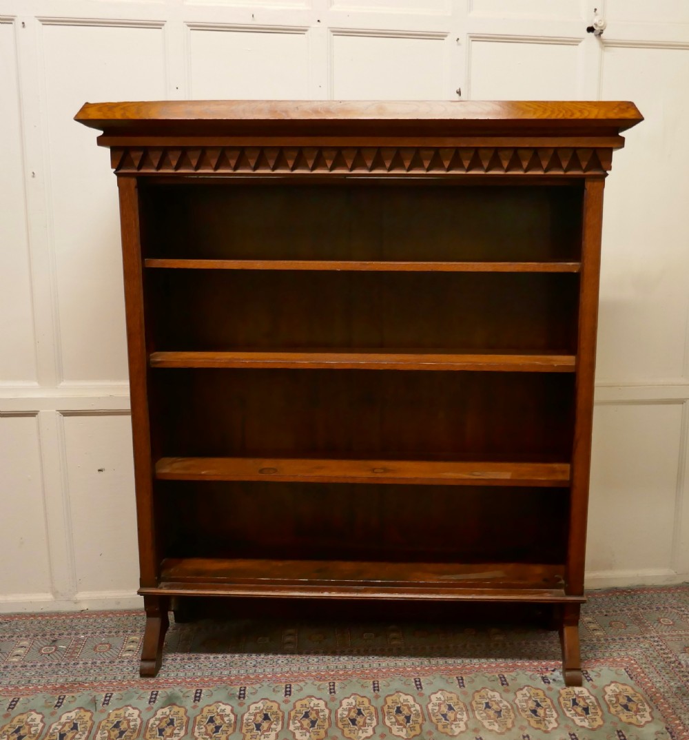 Arts and Crafts Large Golden Oak Open Bookcase
