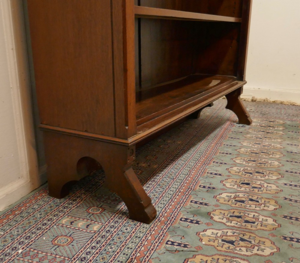 Arts and Crafts Large Golden Oak Open Bookcase View V