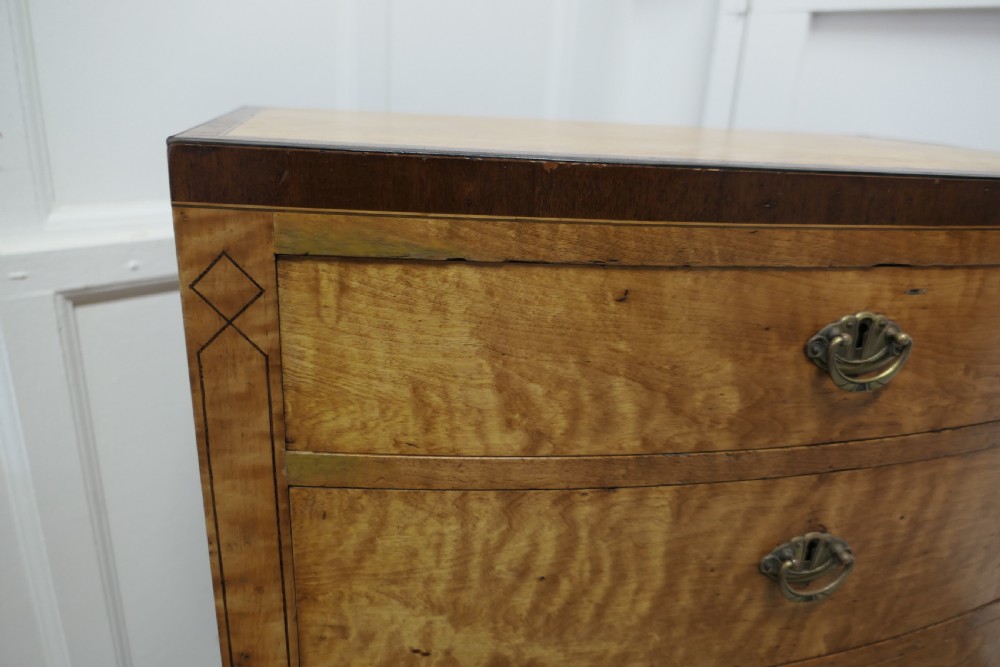 Art Deco 4 Drawer Bow Front Chest of Drawers in Bird’s Eye Maple View V