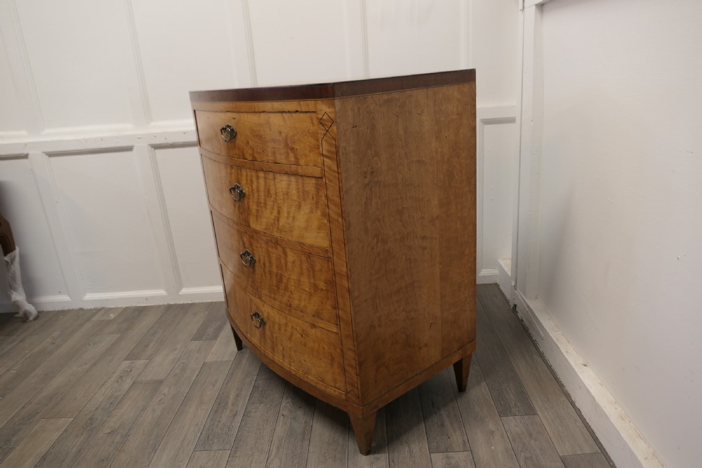Art Deco 4 Drawer Bow Front Chest of Drawers in Bird’s Eye Maple View VI
