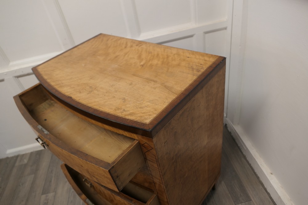 Art Deco 4 Drawer Bow Front Chest of Drawers in Bird’s Eye Maple View IX