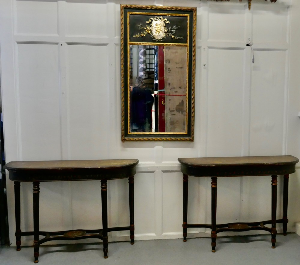 Pair of Large Regency Style Painted Console Tables  View II