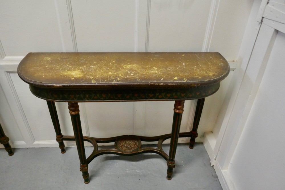 Pair of Large Regency Style Painted Console Tables  View XI