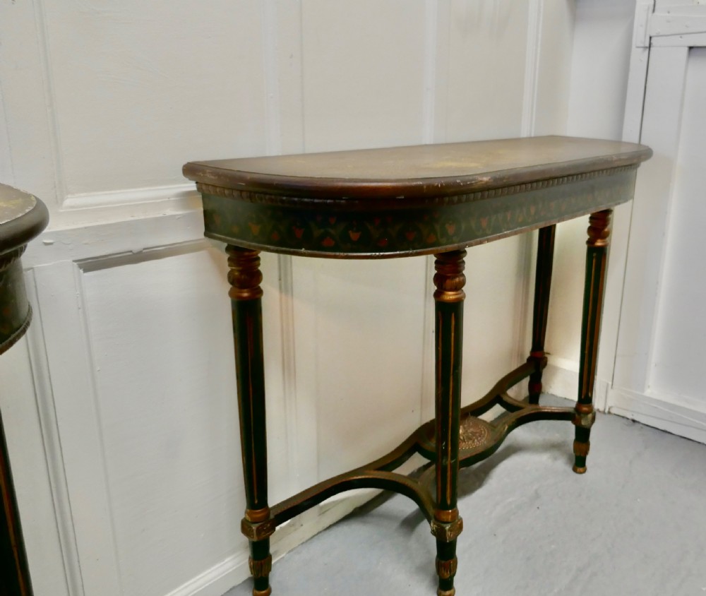 Pair of Large Regency Style Painted Console Tables  View XIII