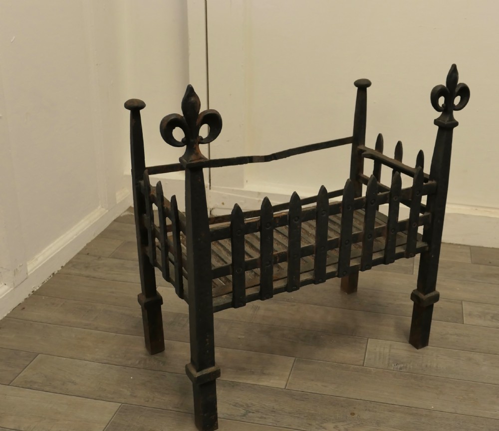Inglenook Free Standing Fire Basket, Iron Fire Grate