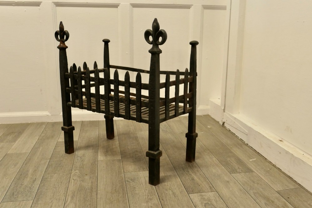 Inglenook Free Standing Fire Basket, Iron Fire Grate View IV