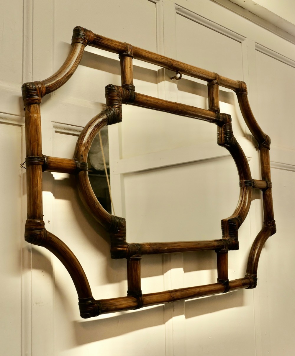 Large Antique Bamboo Wall Mirror View II