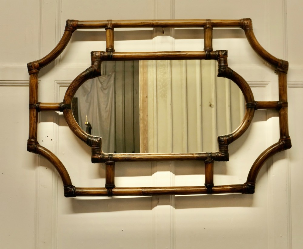 Large Antique Bamboo Wall Mirror View III