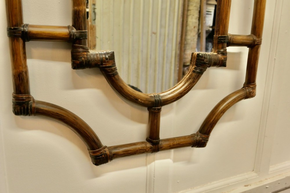 Large Antique Bamboo Wall Mirror View VII